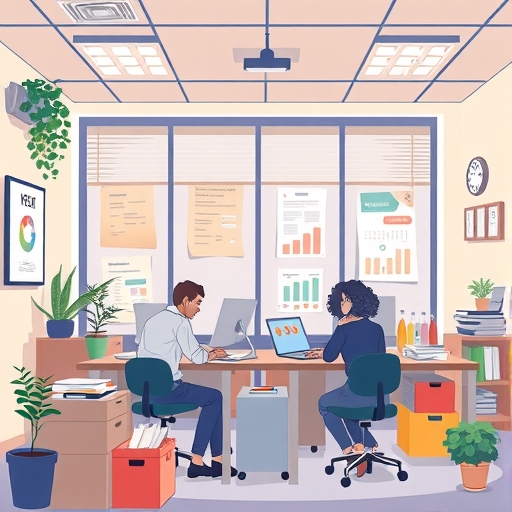 繁忙辦公室的插圖