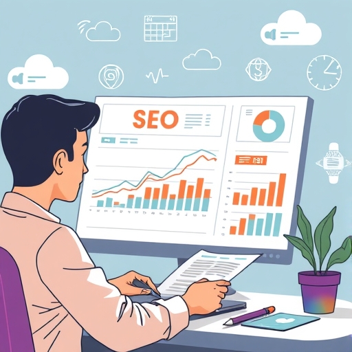 一位商務人士正在解讀數據報告。