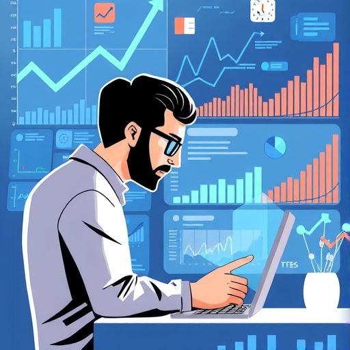 一位專業人士正在分析數據圖表。