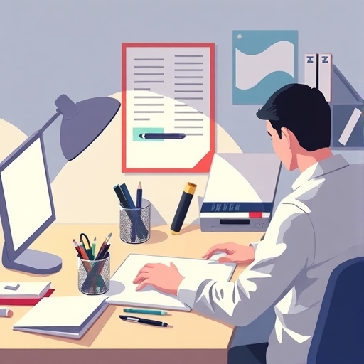 一位正在整理辦公桌的人