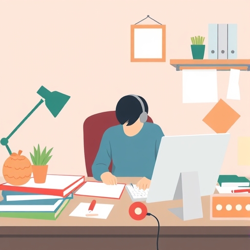 一位正在整理辦公桌的人