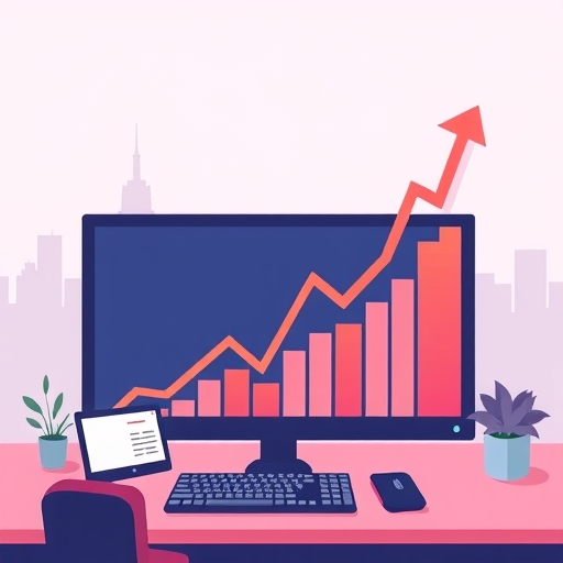 展現經濟成長與數據提升的網站介面圖