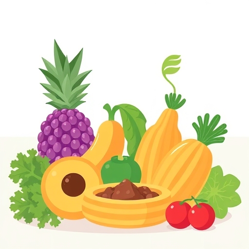 一盤色彩豐富的健康食物插圖。