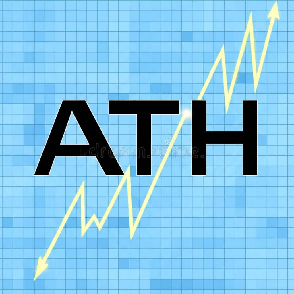 ภาพประกอบแนวโน้มตลาดกระทิงและจุด ATH บนกราฟราคา