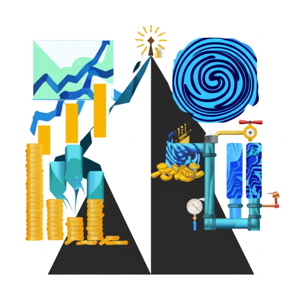 ภาพประกอบเส้นทางสองเส้นทางด้านการเงินและวิศวกรรมของไหล