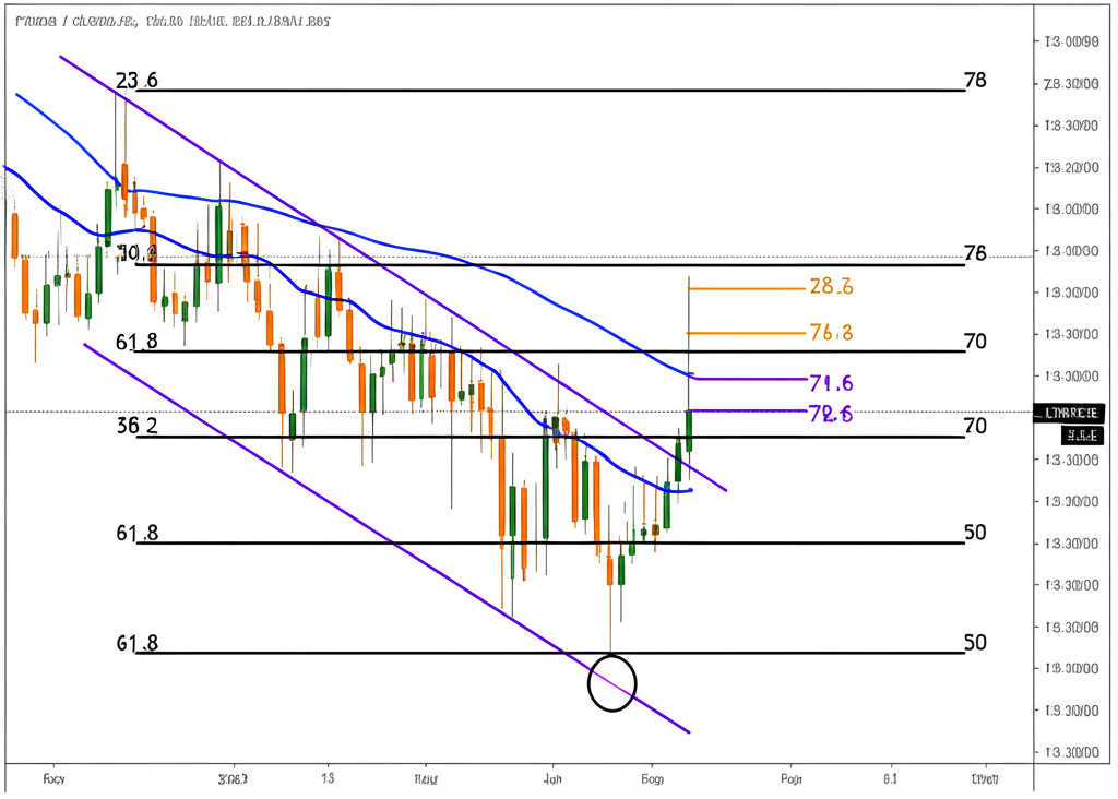 Forex chart showing Fibonacci retracement levels illustration