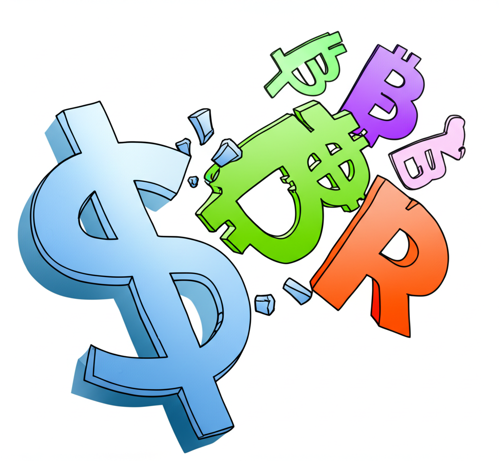 An illustration of a strong US dollar icon impacting global currencies like the Thai Baht