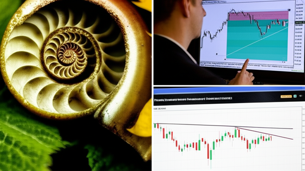 Fibonacci sequence in nature and forex charts illustration