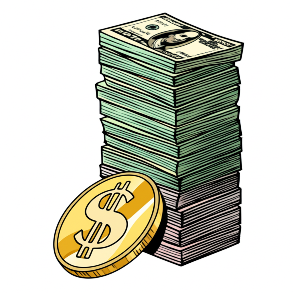 ภาพประกอบเหรียญเล็กควบคุมกองเงินใหญ่ที่เป็นสัญลักษณ์ของเลเวอเรจทางการเงิน