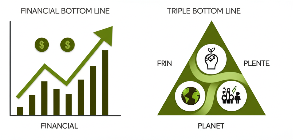 ภาพประกอบแนวคิด Triple Bottom สองแบบ: แผนภูมิตลาดการเงินและโมเดลธุรกิจที่ยั่งยืน