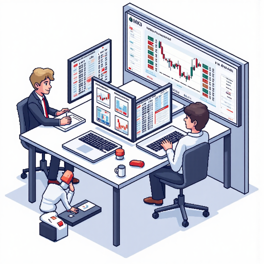 A detailed illustration of various trading platforms like MT4 MT5 and cTrader showcasing their user interfaces and diverse trading tools with a clean and professional aesthetic