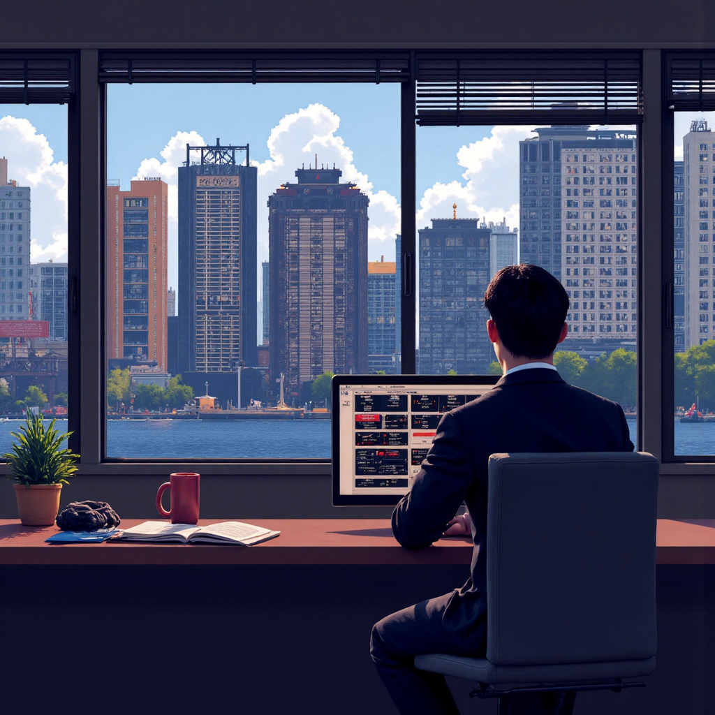 ภาพประกอบหน้าจอแยกแสดงตลาดซิดนีย์และโตเกียวเปิดทำการ พร้อมสัญญาณข่าวที่กระทบกราฟราคา บรรยากาศสงบแต่ตึงเครียด