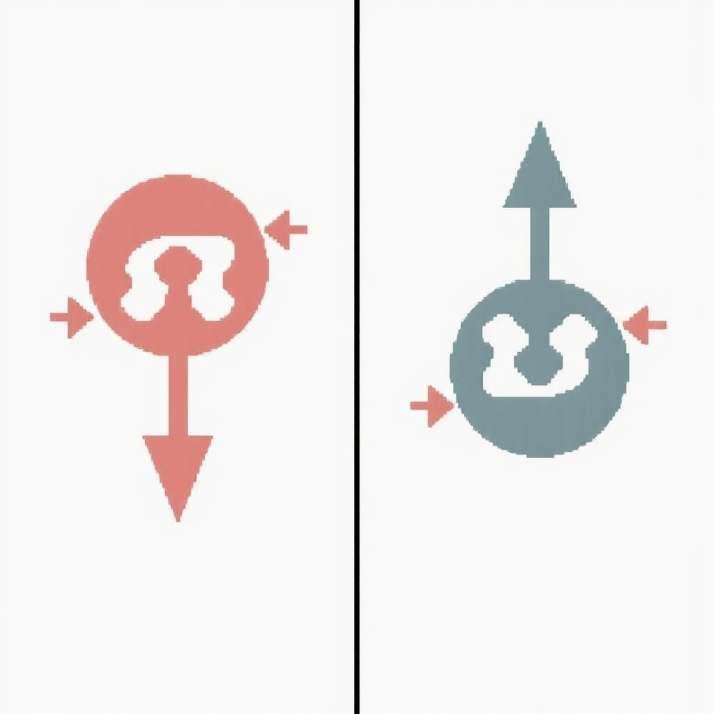 a split image showing a double top pattern on one side and a double bottom pattern on the other side separated by a subtle line representing contrast and complementary trading signals in a clean graphic art style